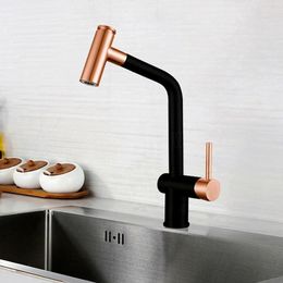 Kitchen Faucets Rose Gold Sink Faucet 304 Stainless Steel And Cold Water Pull Out 360 Degree Mixer Tap
