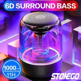 Speakers STOENGO Portable Bluetooth Speakers, Small True Wireless Stereo (TWS) Speaker Transparent Crystal LED Music Player with TF Card