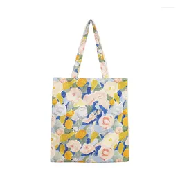 Evening Bags 2024 Summer Canvas Shoulder Bag Oil Painting Printed Art Tote For Women Large Capacity Storage Casual Trend All-match