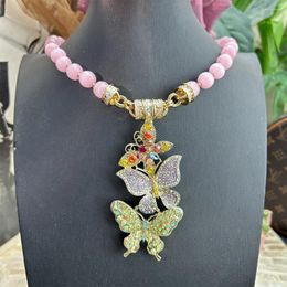 Pendant Necklaces Trendy Temperament Exquisite Butterfly With Colourful Rhinestone For Women's Girl Gift Jewellery Accessory
