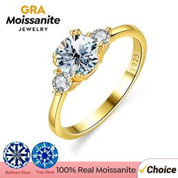 GRA 12CT Rings for Women 925 Sterling Silver 18K Gold Double Round Solitaire Diamond Halo Ring Wedding Fine Jewelry 240113