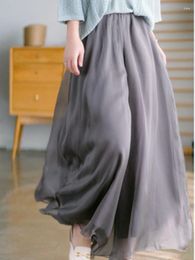 Women's Pants Summer Wide-leg Fashion Retro Temperament Mercerized Lining Culottes Trousers