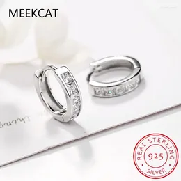 Hoop Earrings Cute 10mm 925 Sterling Silver Square CZ Stone Loop Small Circle Huggie For Women Girls Baby Kids Jewelry Brinco