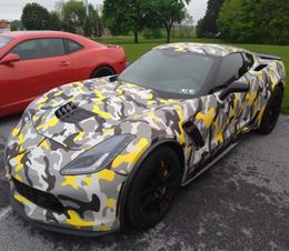 Premium Black Gray Yellow Camouflage Vinyl Camo Car Wrap Stickers Foil with Air Bubble DIY Styling Wrapping2890322