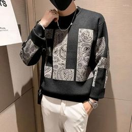 Men's Sweaters Clothing Round Collar Graphic Pullovers Knit Sweater Male Letter Crewneck Black High Quality Korean 2024 Autumn X