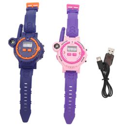 2PCS Kids Walkie Talkie Interphone Watch Rechargeable Parent Child Two Way Talk Watch Toy with Flashlight for Outdoor Game 240113