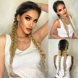 Lace Braided s TPart Synthetic Long Black Women's for Daily Party Use 1pc Cap 240113