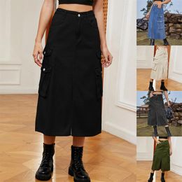 Skirts Sexy Slim Irregular Skirt European And American Fashion Midi With Pockets Long Denim For Men