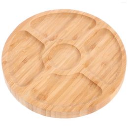 Plates Tabletop Wood Catering Plate Round Shaped Snack Candy Serving Dish Compartment Wooden Tray