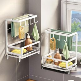 Kitchen Storage Clean Cloth Rack Multifunctional Faucet Household Wall Mounted Dishwash Sponge Towel Holder