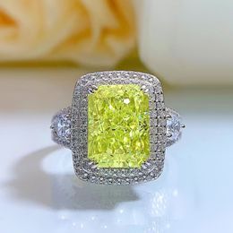 Choucong Wedding Rings Luxury Jewellery Real 100% 925 Sterling Silver Cushion Shape Olive Moissanite Diamond Gemstones Party Diamonique Pave Women Bridal Ring Gift