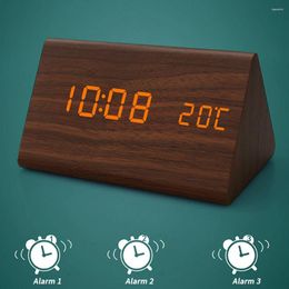 Table Clocks Digital Alarm Clock LED Voice Control Minimalist Style With Temperature Display Home Decoration For Office