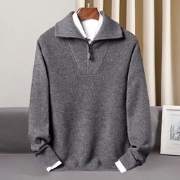 Arrival Fashion 100% Cashmere Sweater High Quality Men's Casual Thickened Zipper Polo Knit Winter Size S M L XL 2XL 3XL 4XL 240113