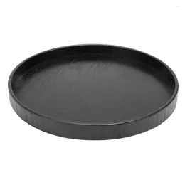 Teaware Sets 9.4 X 1in Black Kitchen Accessory Tea Tray Multifunctional Round Snack Platter Restaurant El Serving Plate For Family