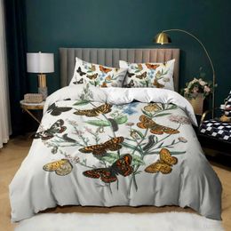 Butterfly Duvet Cover Set Full Size Butterfly Bedding Set for Kids Teens Microfiber Bohemian Style Butterflies Comforter Cover 240113