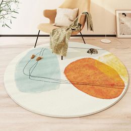 Carpets Nordic Style Bedroom Decor Round Carpet Modern Thickened Non-slip Mat Large Area For Living Room Home Plush Abstract Rug