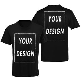 Custom Tshirt Front Back Print Professional Your Own Text Po Male Personalised Premium Gifts T-shirt EU Size 100% Cotton 240113