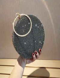 Crystal circle bag party evening bag simple solid round clutch bags women bridal wedding wallet purse new arrival7639290