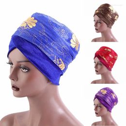 Ethnic Clothing Arabic Muslim Women Print Headscarf Cap Soft Velvet Turban Hats Style African Female Stretch Wraps Headwear Bonnets Party