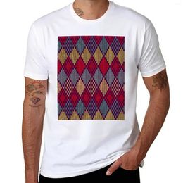 Men's Polos Vintage Christmas Colours In A Woven Knitting Style Diamond Pattern T-Shirt Anime Funny T Shirts Plain Men