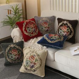 Pillow European Style Elegant Simple Case Embroidered Flower Cover Sofa Pillowcase Throw Cotton Decorative Pillowcover