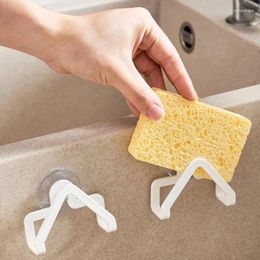 Kitchen Storage 2pcs Plastic Sink Sponge Holder Self Adhesive Drainer Drying Rack Wall Hooks Organizer Bathroom Tools