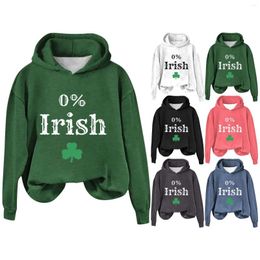 Women's Hoodies 0% Ireland Sweatshirt Vintage St. Distressed Women Hooded Womens Lace Up Long Sleeve