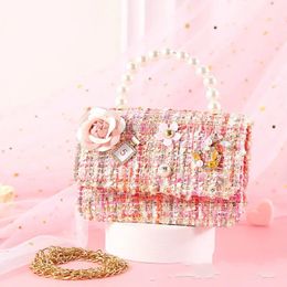 Korean Women Mini Handbags Tote Cute Pearl Messenger Bag Girl Small Coin Wallet Pouch Girls Party Hand Bag Purse 240113