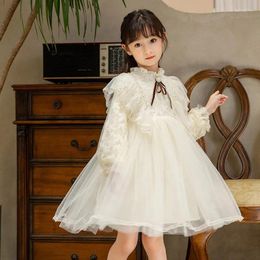 Girl Dresses Elegant Girls White Lolita Dress For Kids Princess Birthday Party Gown Lace Sling Tutu Wedding Children Vintage Clothes