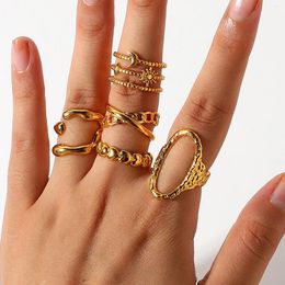 Cluster Rings Female Trendy Quality PVD Gold Colour Stainless Steel Ring Hollow Heart/Cross/Snake Wholesale