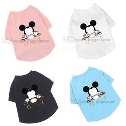 Letter Mouse Pattern Dog Apparel Designer Dog Clothes Cotton Summer Pets T-Shirts Soft and Breathable Puppy Kitten Pet Shirts with Letters for Small Dog Pink S A406