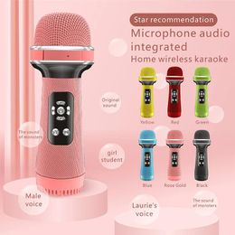 Microphones LY198 Wholesale Wireless Kids Karaoke Microphone With Speaker Portable Handheld Music Player For Home Party KTV Music Mic Show
