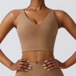 Yoga Outfit Nude Vest Gathered Shockproof Beauty Back Quick-drying Gym Clothes Running Sports Bra