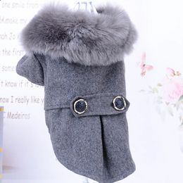 Winter Dog Clothes Pet Cat fur collar Jacket Coat Sweater Warm Padded Puppy Apparel for Small Medium Dogs Pets 240113