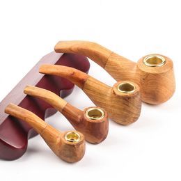 4 Types Wood Made Smoking Hand Pipe Tobacco Wooden Cigarette Herbal Philtre Tips Pipes Tool With Metal Bowl Smoke Accessory