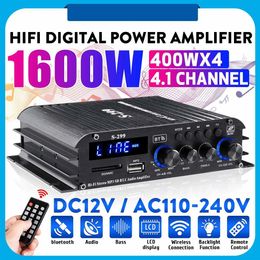 Speakers 4*400W 4.1Channel Mini HiFi Digital bluetooth Wireless Power Amplifier Car Home Audio Stereo Speakers Bass Amplifier USB/SD AUX