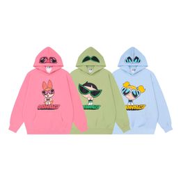 High Street American Cartoon Character Letter Printed Hoodie for Men and Women Trendy Brand Loose Casual Hip Hop Hoodie