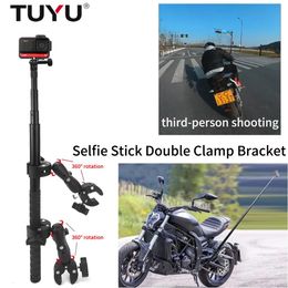 Cameras TUYU Motorcycle Bike Camera Holder Invisible Selfie Stick Handlebar Mount for Insta360 One RS One X2 3 GoPro Max10 9DJI Accessor