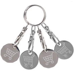 Keychains 4pcs Shopping Trolley Token Key Rings Portable Removers For Cart