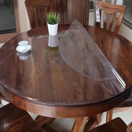Round PVC Tablecloth Waterproof Oilproof able Cover Glass Soft Cloth Table Cover Home Kitchen Dining Room Placemat 1mm 240113