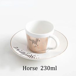 Creative Horse Anamorphic Cup Mirror Reflection Hummingbird Mug Coffee Tea Set With Coaster 90ml220ml water bottle 240115