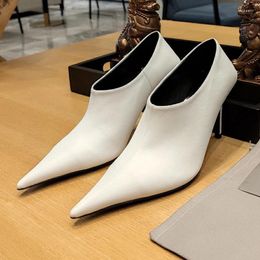 Dress Shoes Spring Autumn Ladies High Heels Real Leather Material Pointed Toe Women Pumps Internet Celebrity Style Single 2024