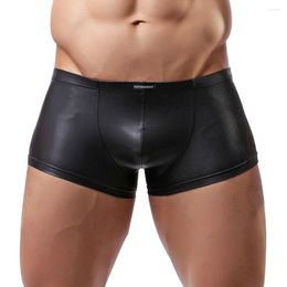 Underpants Leather Boxers Man Seamless Penis Pouch Sexy Underwear Tight Male Shorts Low Waist Thin Soft Slip Men's Panties