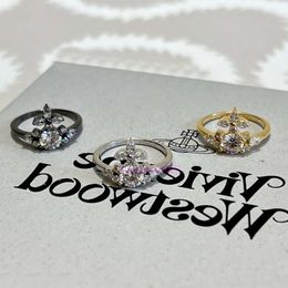 Jewellery vivianeism westwoodism rings Full Diamond Super Sparkling COLETTE Horse Eye Cross Zircon Ring