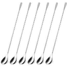 Spoons 6pcs Mixing Stainless Steel Cocktail Bar Long Spoon Spiral Stirring