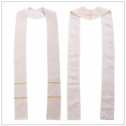 1pc Formal Christian Clergy Stole Cross Embroidery Priest Mass Church Scarf for Chasuble White Red Green Violet272C