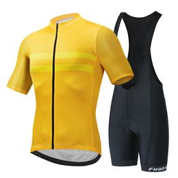 Fualrny Cycling Men Jersey Sets Bib Shorts Padded Tights Bicycle Pants Quick Dry Breathable Short Sleeve MTB Road Bike Clothing 240113