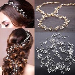 Headbands New Crown Floral Crystal Pearl Jewellery Headdress Western Wedding Bride Handmade Elegant Hairpin Hair Accessories Hair Ornaments