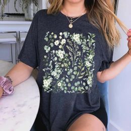 Women's T Shirts Youthful Girl Tshirts Printing Gardenia Vintage Wild Flower Casual High Street Sweatshirt Round Neck Tees Female