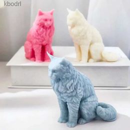 Craft Tools Maine Coon Candle Silicone Mould Animal Decoration Plaster Aromatherapy Sitting Big Tail Cat Mould YQ240115